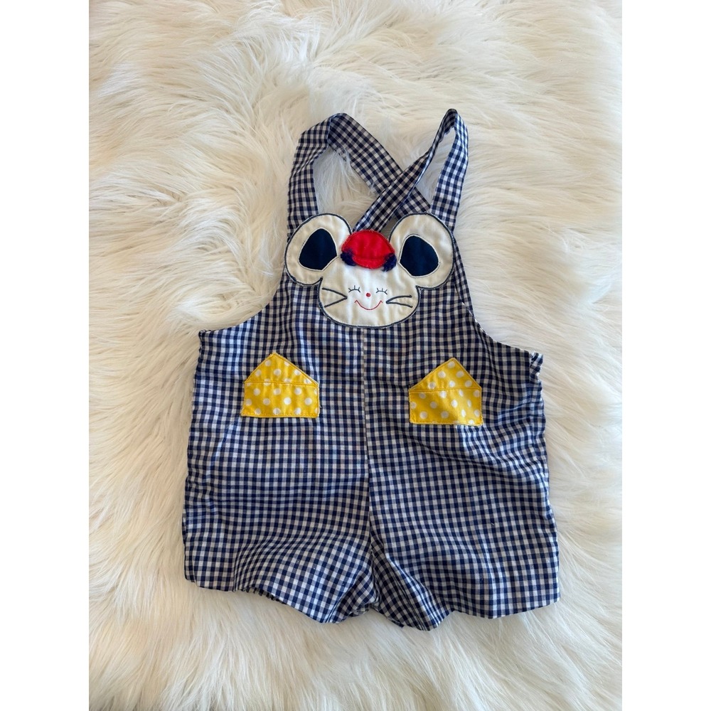 Vintage mouse overalls 6/9m fit